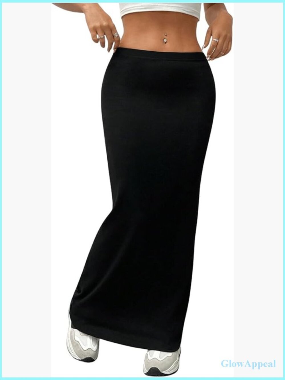 High Waisted Bodycon Maxi Skirt Elastic Waist Pencil Long